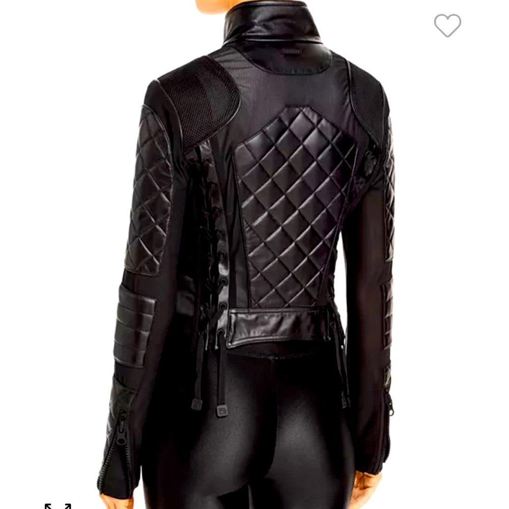 BLANC NOIR Leather and Mesh Moto Jacket NWOT  size small - Picture 5 of 16
